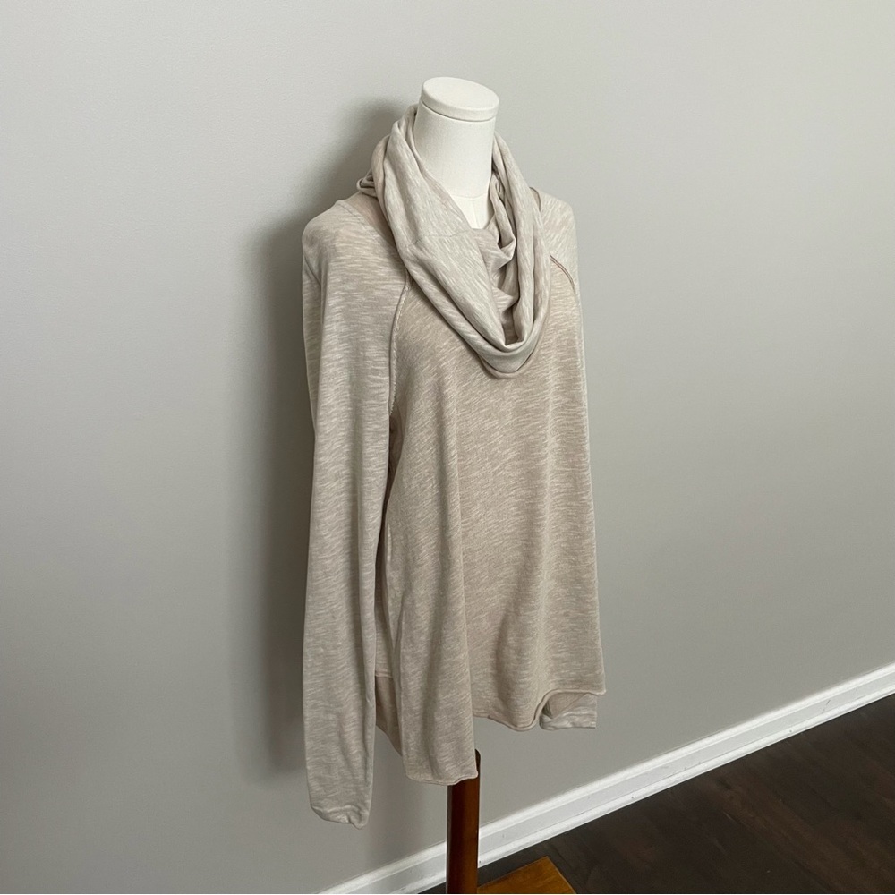 Free People Beach Top Tunic Two Body Corps Deux Cowl Relaxed Fit Lounge Oatmeal - Picture 2 of 15